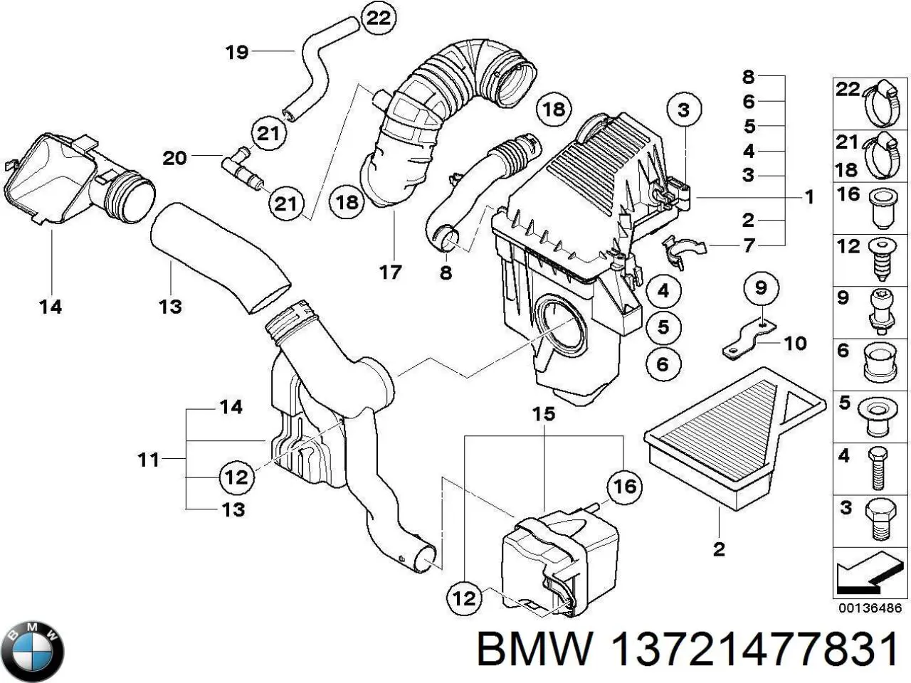 Caja del filtro de aire BMW 13721477831 precio, desde 111,61 EUR