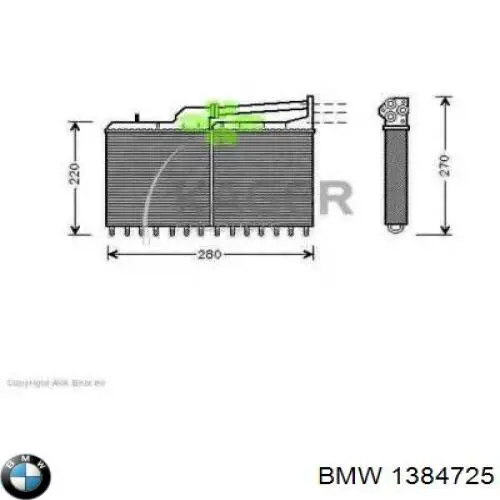 1384725 BMW radiador de calefacción