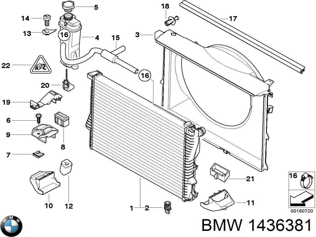 1436381 BMW botella de refrigeración