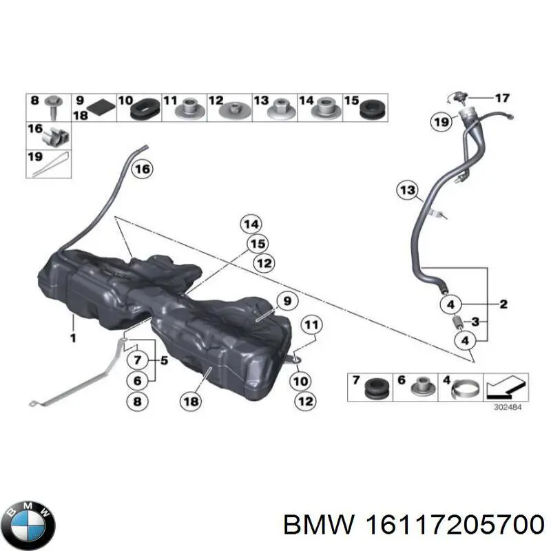 16117205700 BMW tubo del tanque, al cuello de llenado