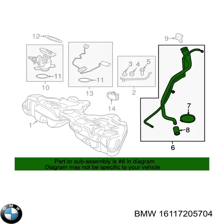 Tubo del tanque, al cuello de llenado BMW 5 (F10)