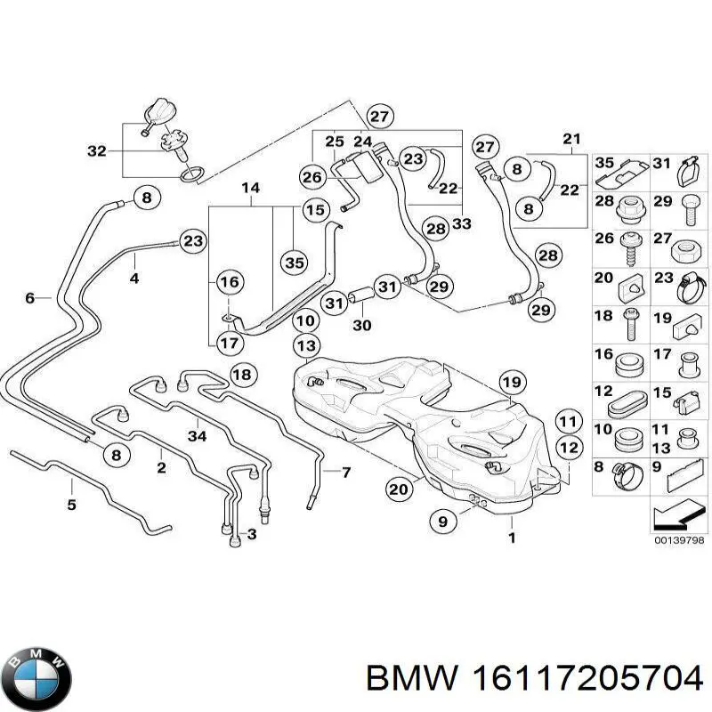 Boca de llenado del depósito de combustible BMW 16117205704 precio, desde 62,44 EUR