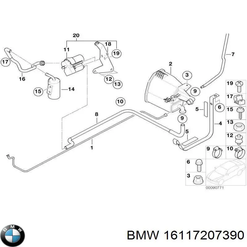Tapa del tubo de llenado del depósito de combustible para BMW X1 (E84)