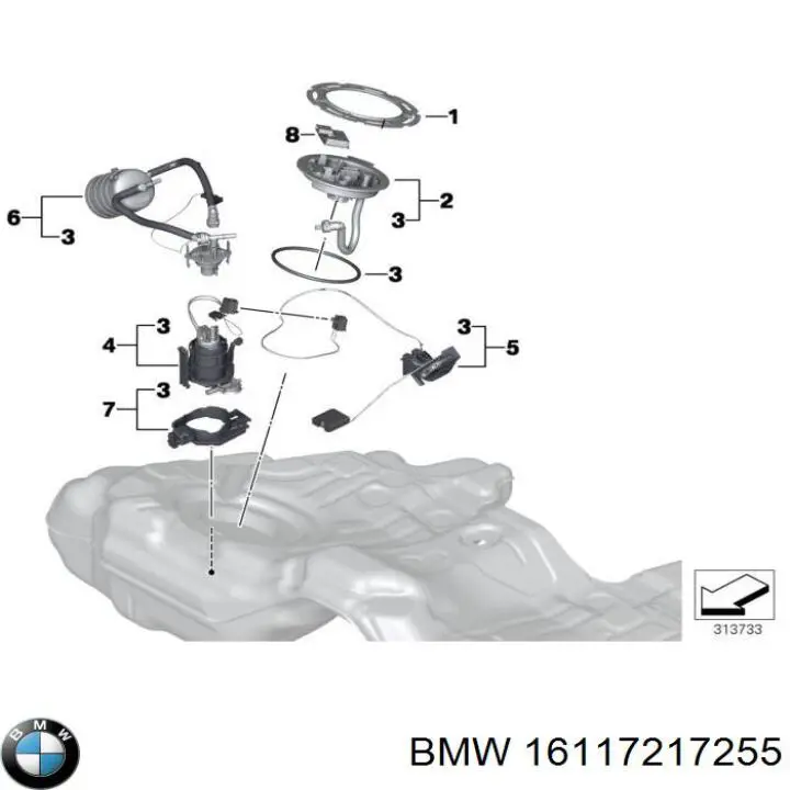 16117217255 BMW sensor de presion de combustible de modulo de bomba en el estanque