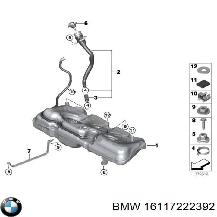 Tapa de depósito de combustible 16117222392 BMW