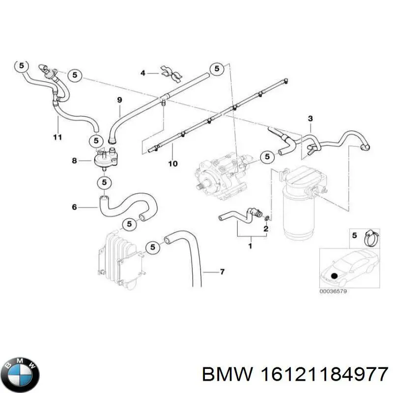 Válvula de retención de combustible BMW 16121184977