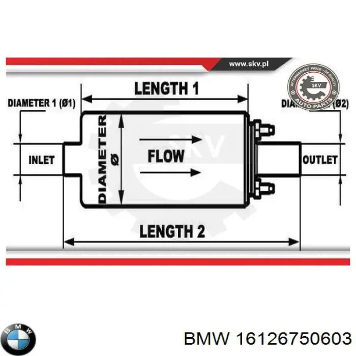 Bomba de combustible de línea 16126750603 BMW
