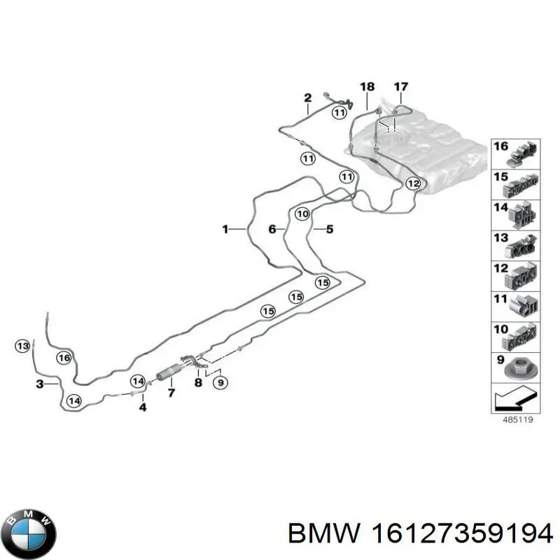 16127359194 BMW clips de fijación de pasaruedas de aleta delantera