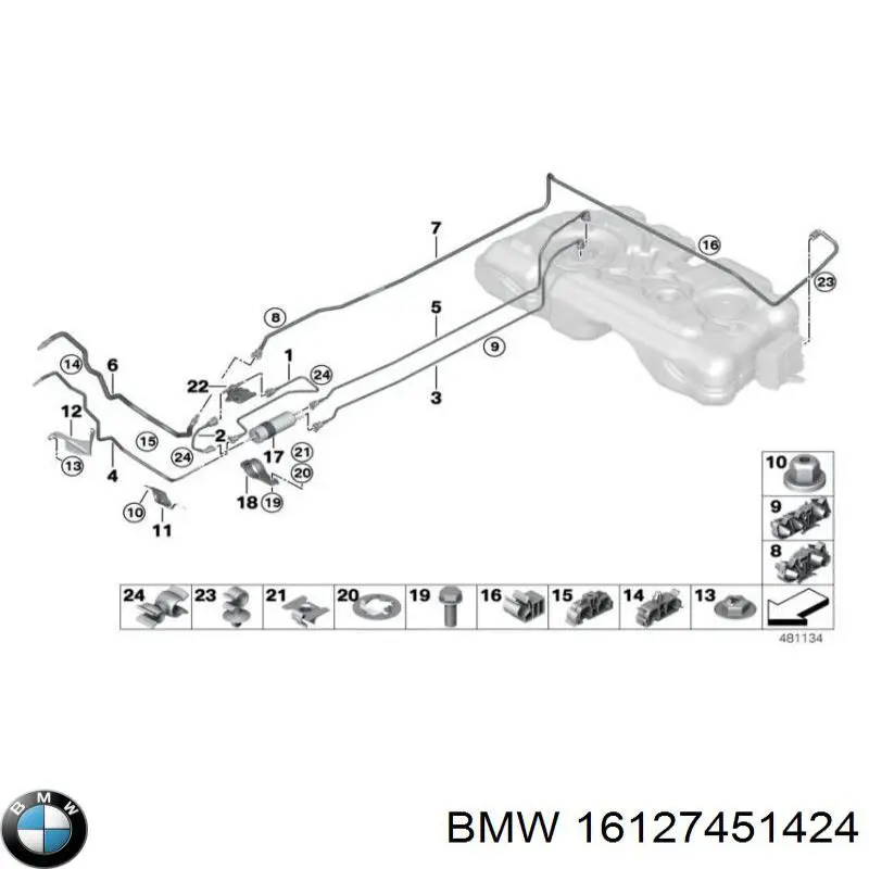 Filtro de combustible 16127451424 BMW