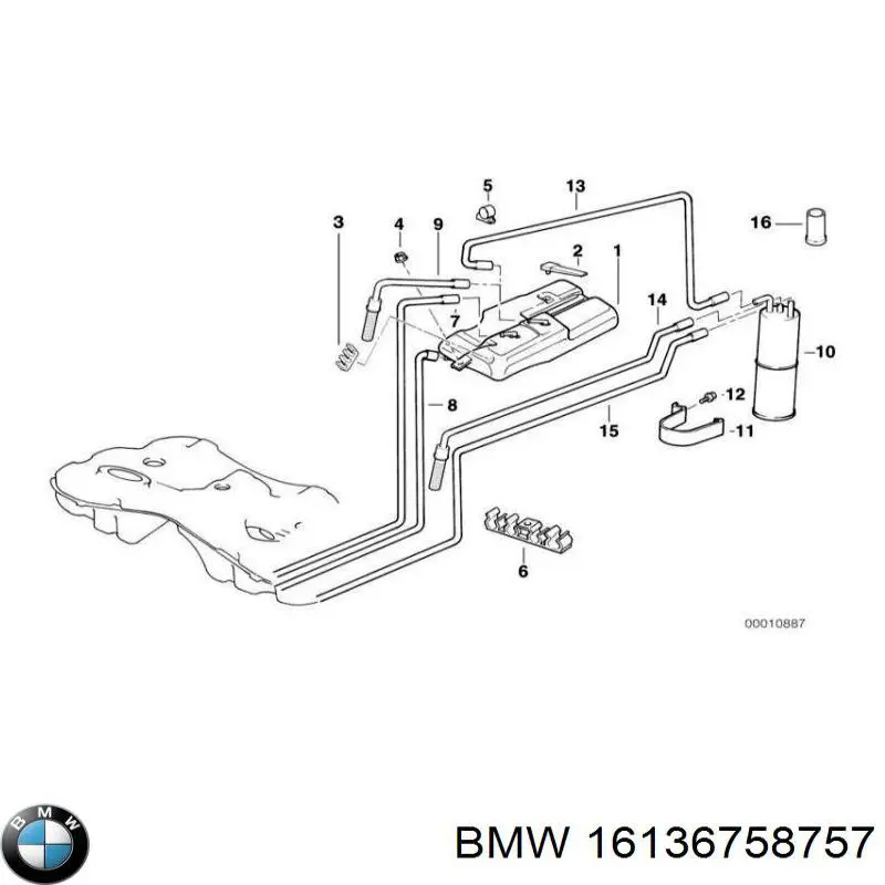 16111182174 BMW filtro de carbón activado, ventilación depósito