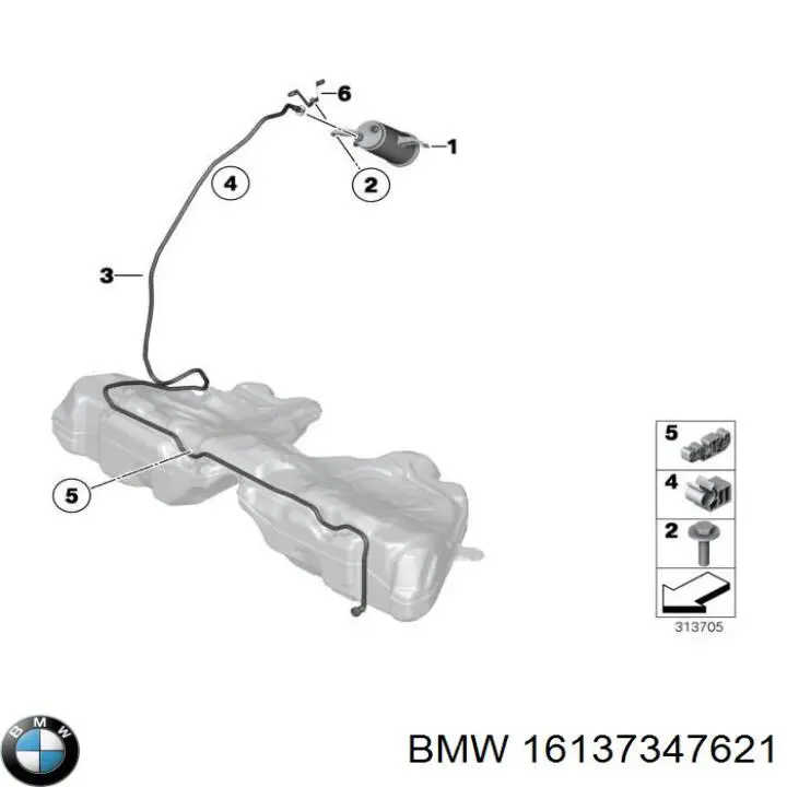 Filtro de carbón activado, ventilación depósito para BMW 5 (F10)