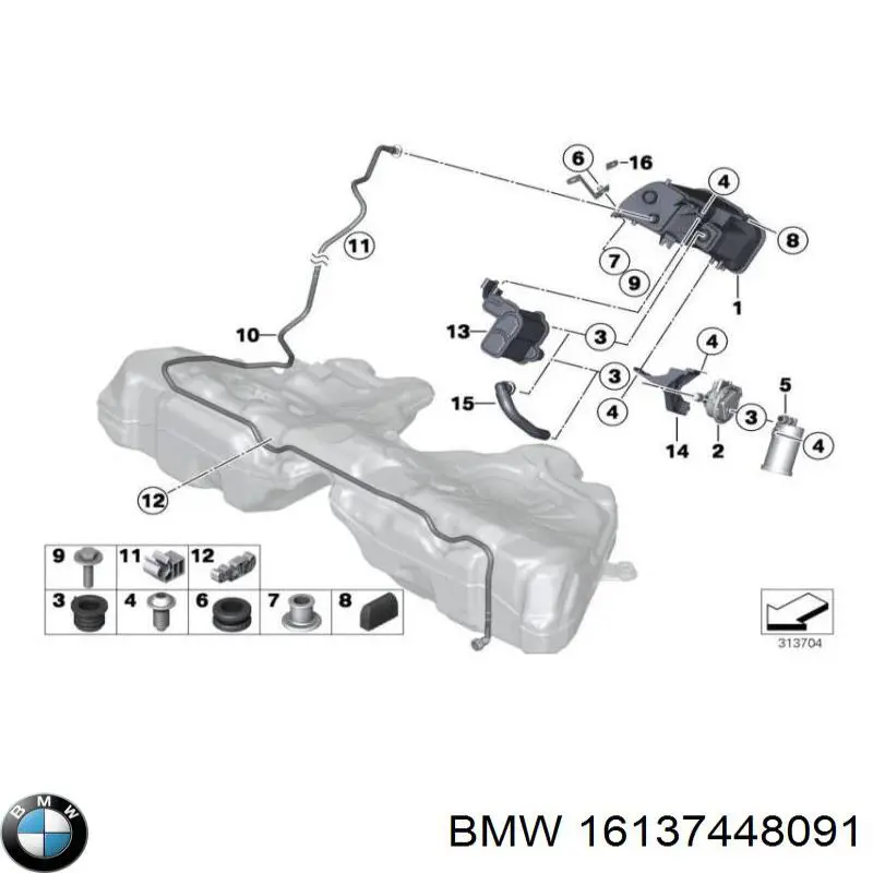 16137448091 BMW valvula de adsorcion de vapor de combustible