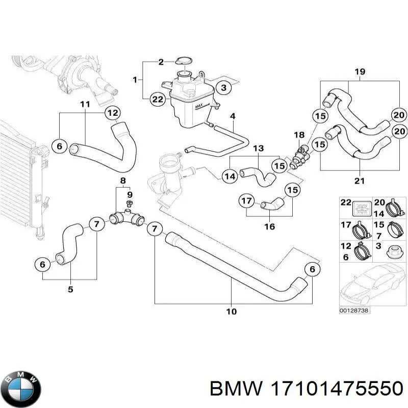 17101475550 BMW radiador refrigeración del motor