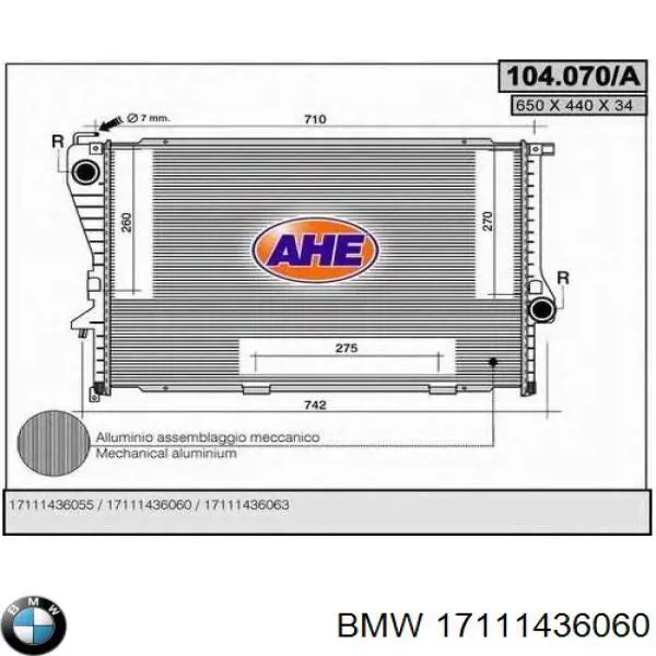 Água radiador BMW 17111436060 precio, desde 94,17 EUR