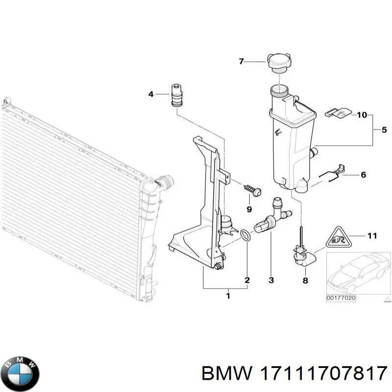 Brida del sistema de refrigeración (triple unión) 17111707817 BMW
