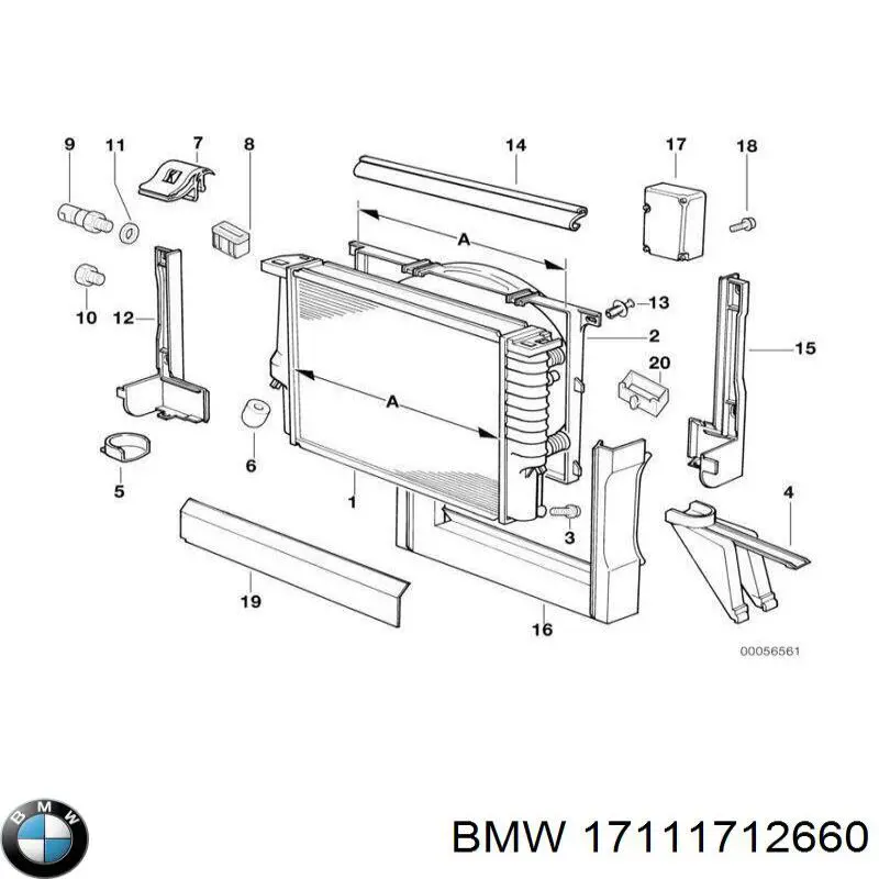 17111712660 BMW soporte (cojin de montaje Radiador Superior Derecho)