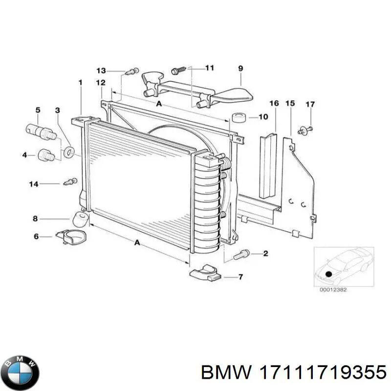 17111719355 BMW radiador refrigeración del motor