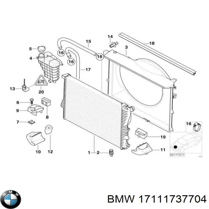 Soporte inferior de fijación del radiador BMW 17111737704 precio, desde 18,97 EUR