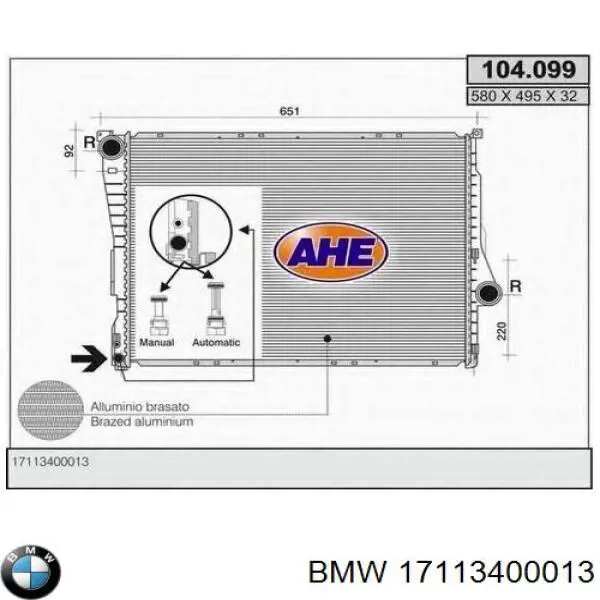 Comprar 17113400013 BMW Radiador de auto