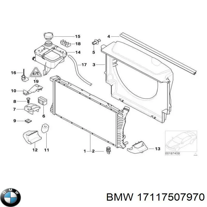 17117507970 BMW marco de montaje del radiador