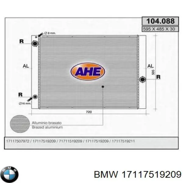 Radiador de água BMW 17117519209
