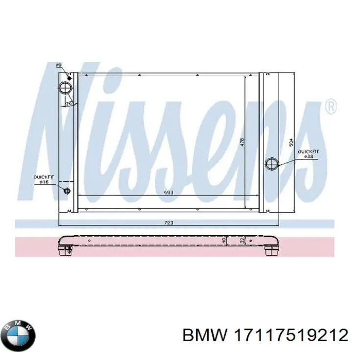 Radiador 17117519212 BMW