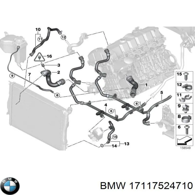 17117524710 BMW manguera (conducto del sistema de refrigeración)