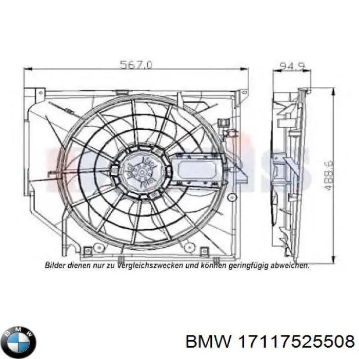17117525508 BMW difusor de radiador, ventilador de refrigeración, condensador del aire acondicionado, completo con motor y rodete