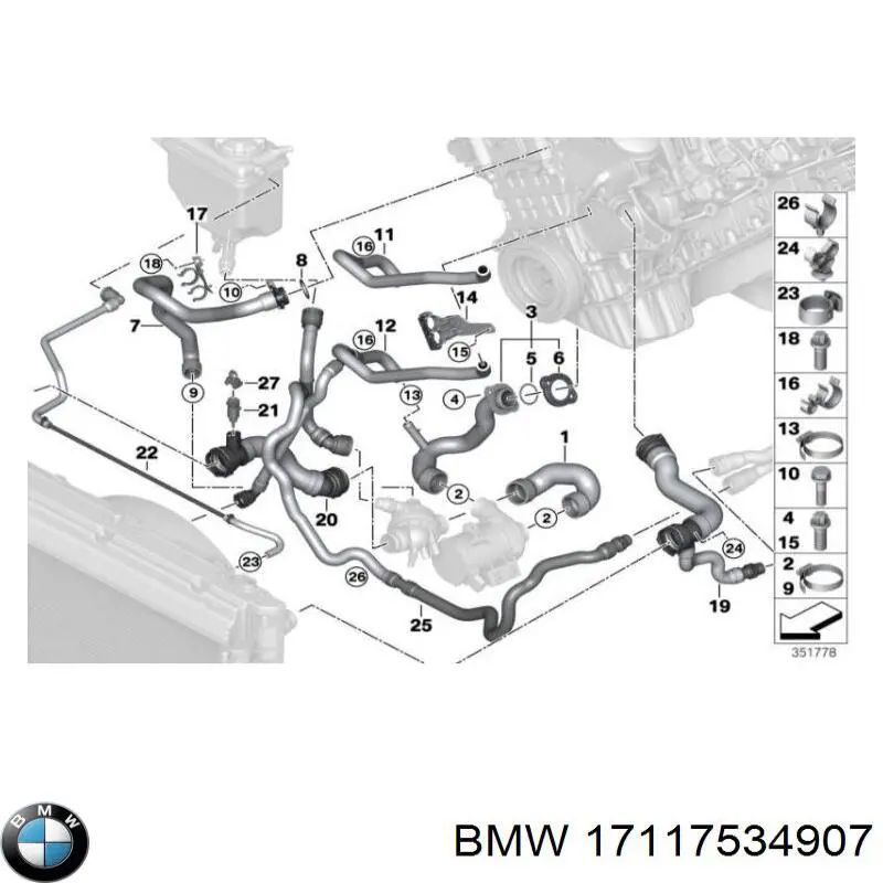 17117534907 BMW soporte de radiador izquierdo