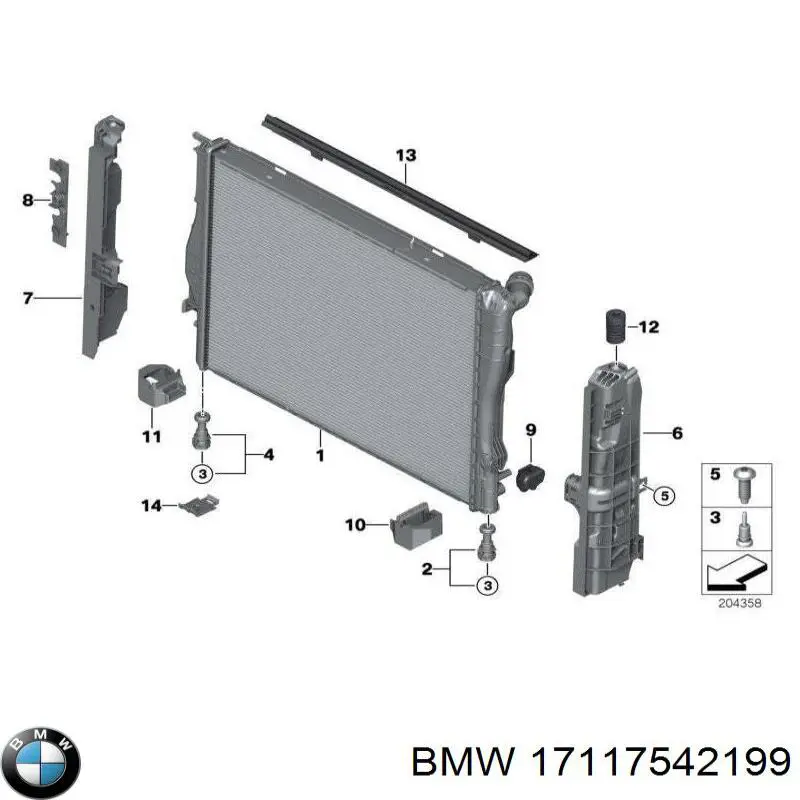 17117542199 BMW radiador refrigeración del motor