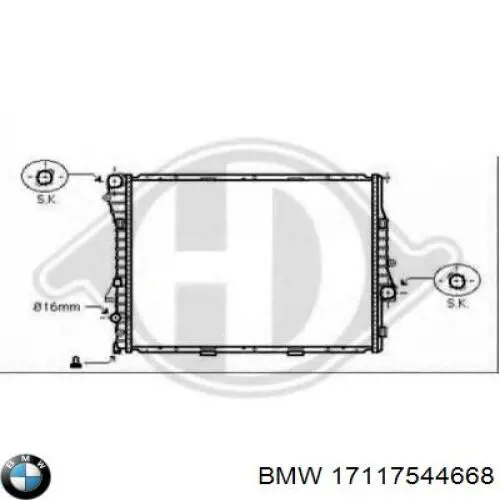 17117544668 BMW radiador refrigeración del motor