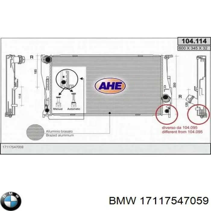 Radiador 17117547059 BMW