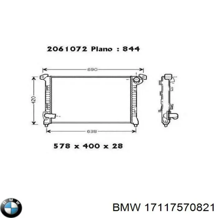 17117570821 BMW Refrigeración del motor