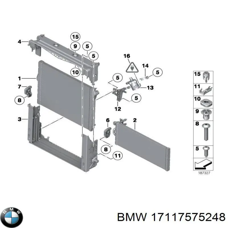 17117575248 BMW soporte de radiador, derecho