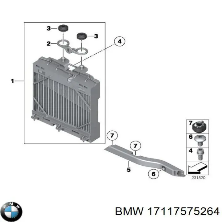 Soporte inferior del radiador para BMW 7 (F01, F02, F03, F04)