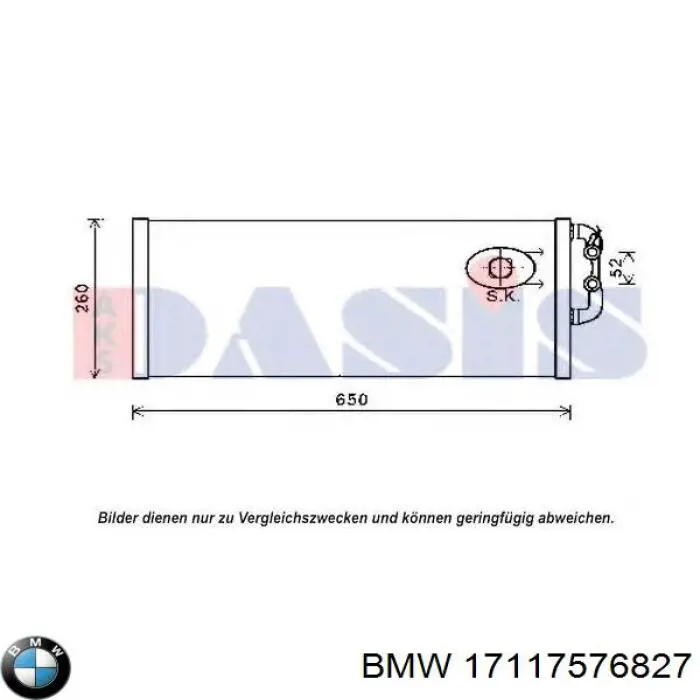 17117576827 BMW radiador, refrigeración del motor adicional