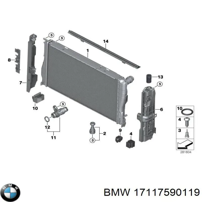 Soporte superior del radiador BMW 17117590119 precio, desde 29,06 EUR