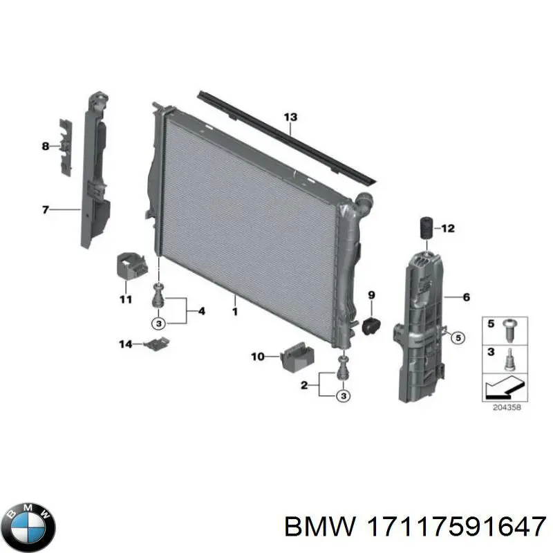 Soporte inferior de fijación del radiador BMW 17117591647 precio, desde 31,28 EUR