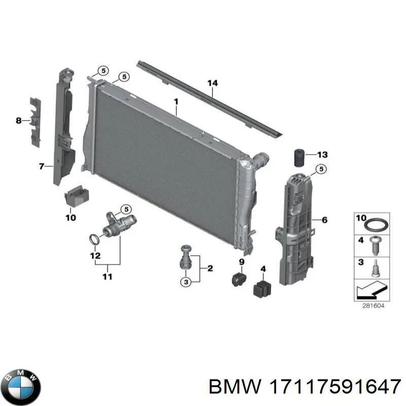 17117591647 BMW soporte del radiador inferior