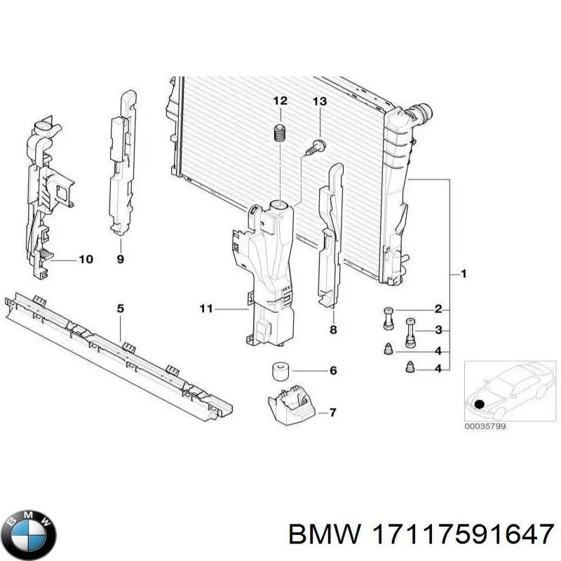 Comprar 17117591647 BMW Soporte inferior de fijación del radiador