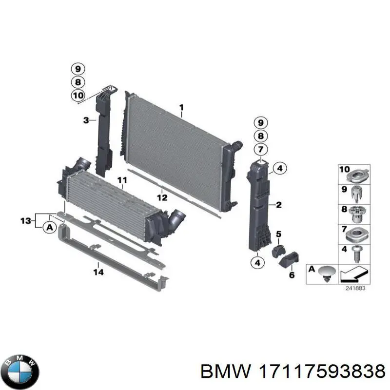 Soporte de radiador izquierdo para BMW X3 (F25)