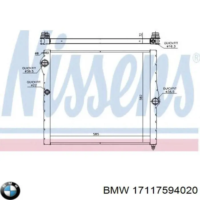 17117594020 BMW radiador refrigeración del motor