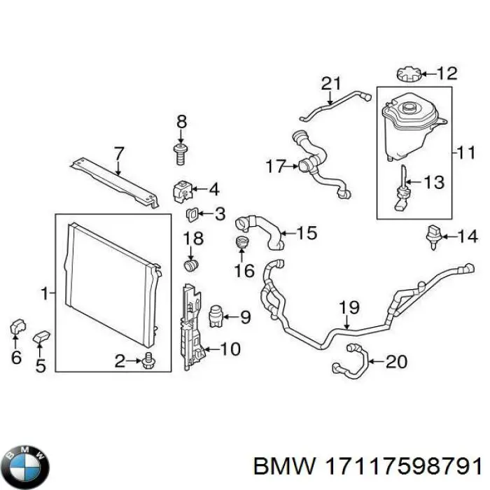 17117598791 BMW soporte del radiador inferior