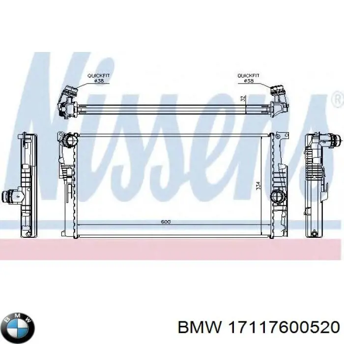 17117600520 BMW radiador refrigeración del motor