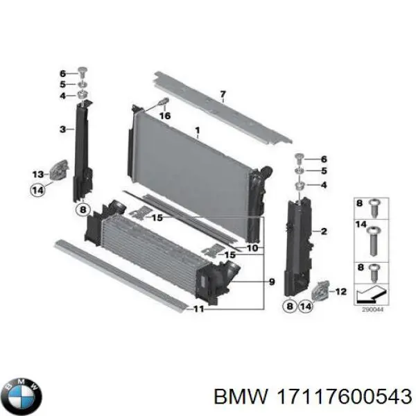 Comprar 17117600543 BMW Cubierta superior del panel frontal (soporte del radiador)