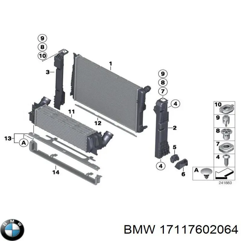 Soporte superior de radiador BMW 17117602064 precio, desde 13,88 EUR