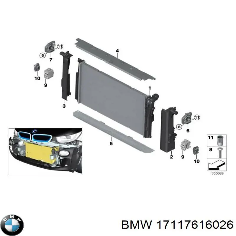 17117616026 BMW soporte de radiador, derecho