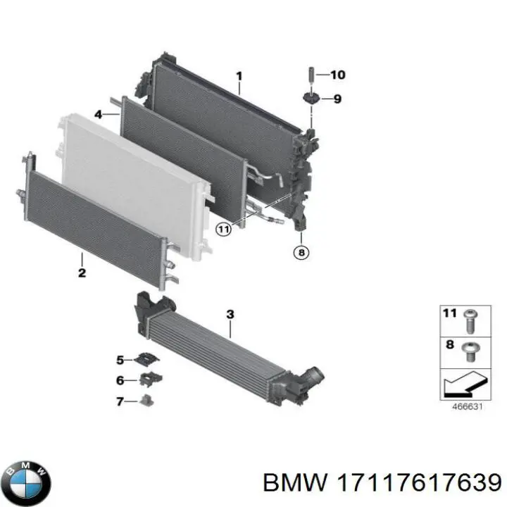 17117617639 BMW radiador refrigeración del motor