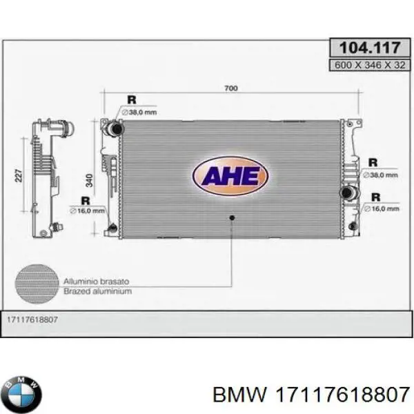 Comprar 17117618807 BMW Radiador de auto