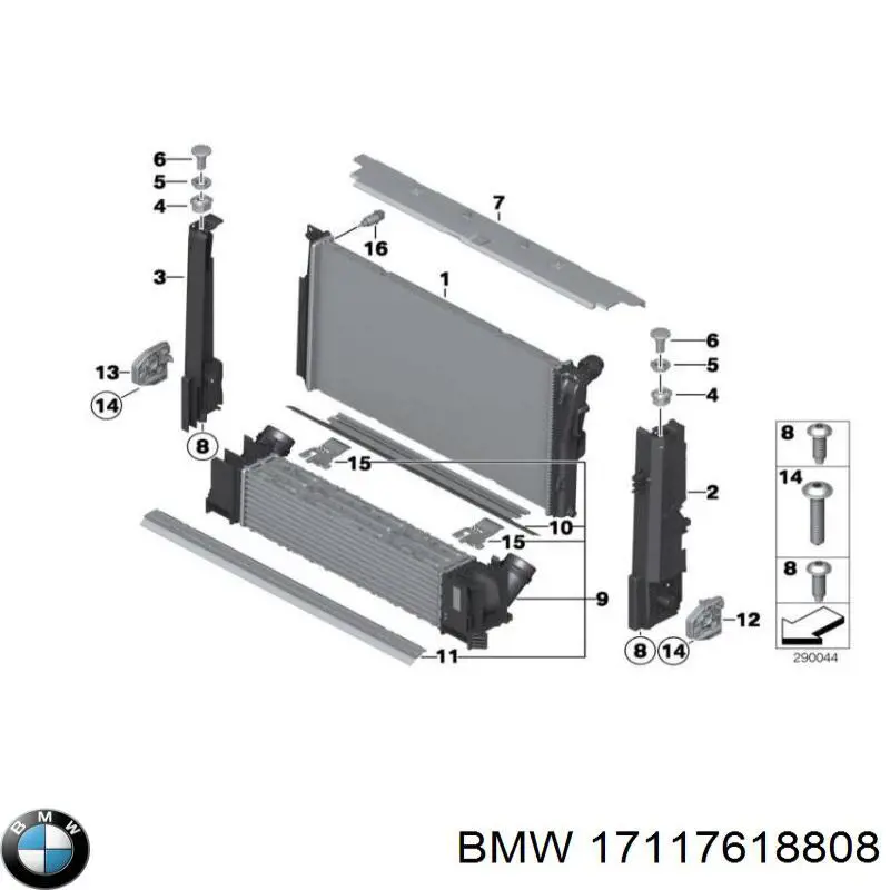 17117618808 BMW radiador refrigeración del motor